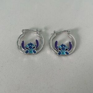 Blue & Purple Stitch Hoop Earrings - Jewelry